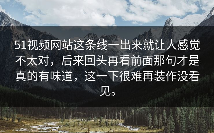 51视频网站这条线一出来就让人感觉不太对，后来回头再看前面那句才是真的有味道，这一下很难再装作没看见。