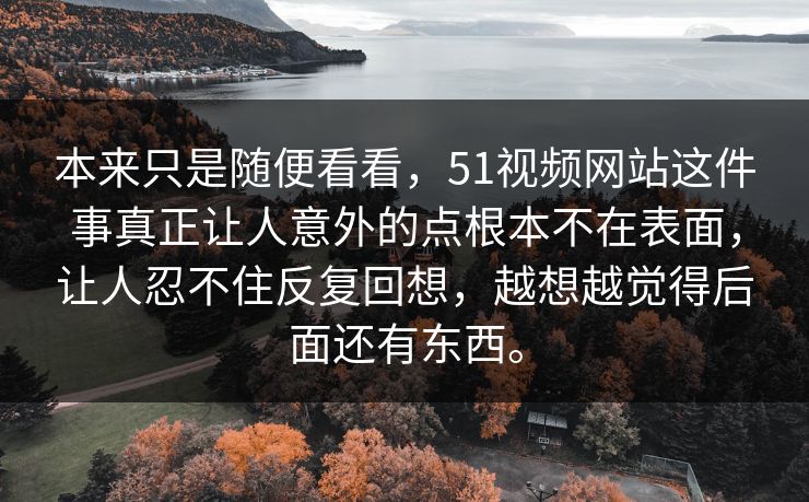 本来只是随便看看，51视频网站这件事真正让人意外的点根本不在表面，让人忍不住反复回想，越想越觉得后面还有东西。