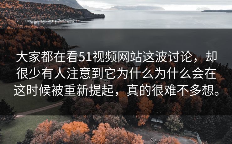 大家都在看51视频网站这波讨论，却很少有人注意到它为什么为什么会在这时候被重新提起，真的很难不多想。