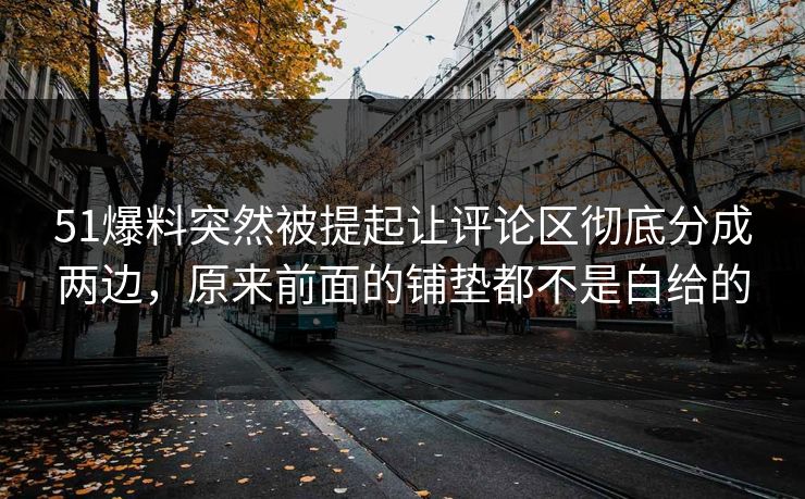 51爆料突然被提起让评论区彻底分成两边，原来前面的铺垫都不是白给的