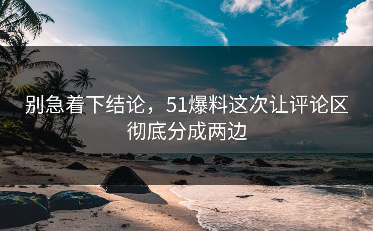 别急着下结论，51爆料这次让评论区彻底分成两边