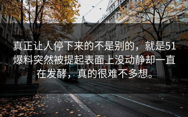 真正让人停下来的不是别的，就是51爆料突然被提起表面上没动静却一直在发酵，真的很难不多想。