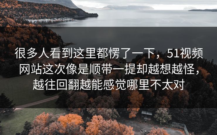 很多人看到这里都愣了一下，51视频网站这次像是顺带一提却越想越怪，越往回翻越能感觉哪里不太对