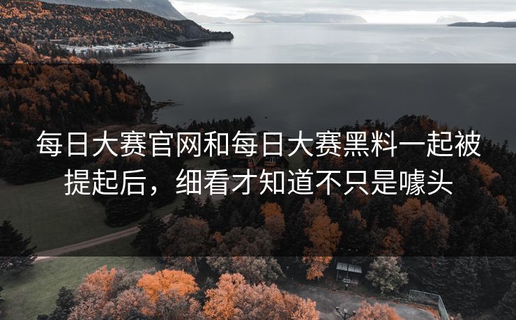 每日大赛官网和每日大赛黑料一起被提起后，细看才知道不只是噱头