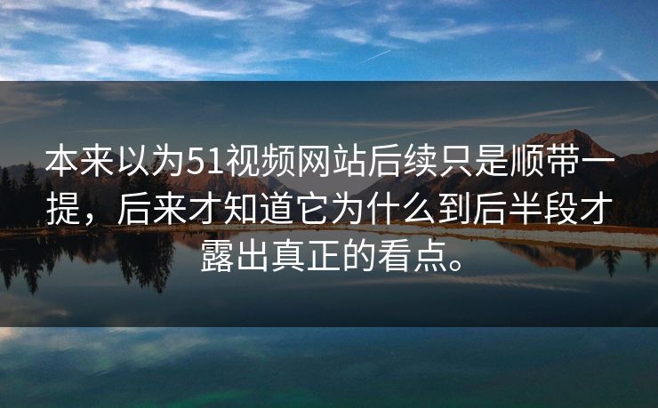 本来以为51视频网站后续只是顺带一提，后来才知道它为什么到后半段才露出真正的看点。