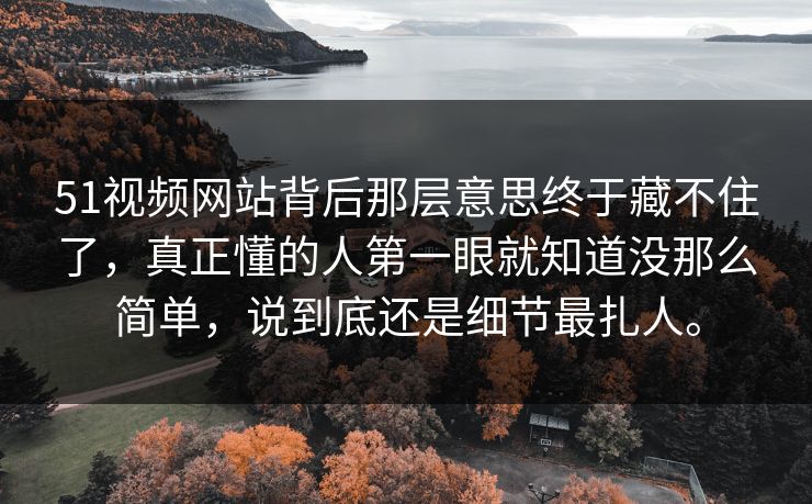 51视频网站背后那层意思终于藏不住了，真正懂的人第一眼就知道没那么简单，说到底还是细节最扎人。