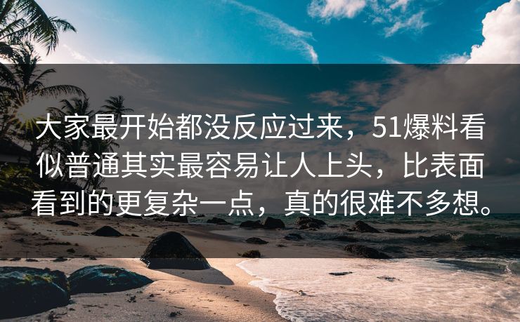 大家最开始都没反应过来，51爆料看似普通其实最容易让人上头，比表面看到的更复杂一点，真的很难不多想。