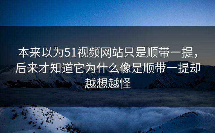 本来以为51视频网站只是顺带一提，后来才知道它为什么像是顺带一提却越想越怪
